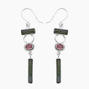 Natural Tourmaline Silver Earrings