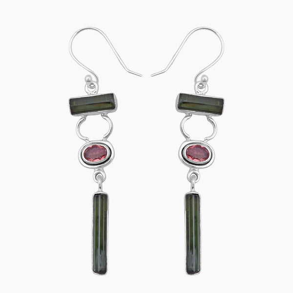 Natural Tourmaline Silver Earrings