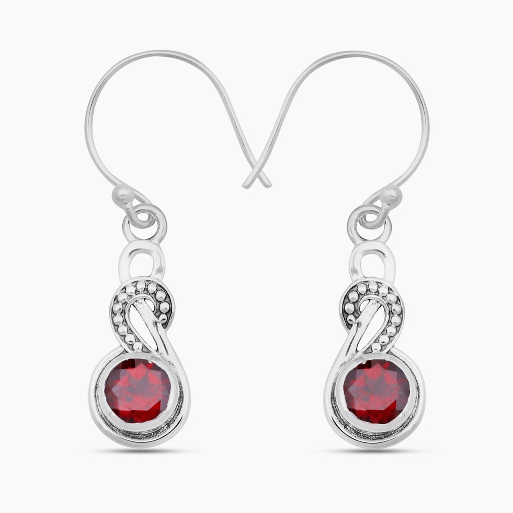 925 Sterling Silver Garnet Earrings