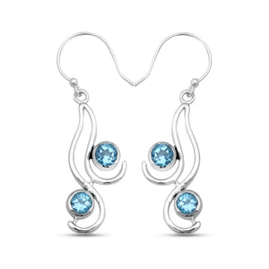 925 Sterling Silver Blue Topaz Earrings
