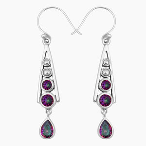 Natural Garnet Silver Earrings