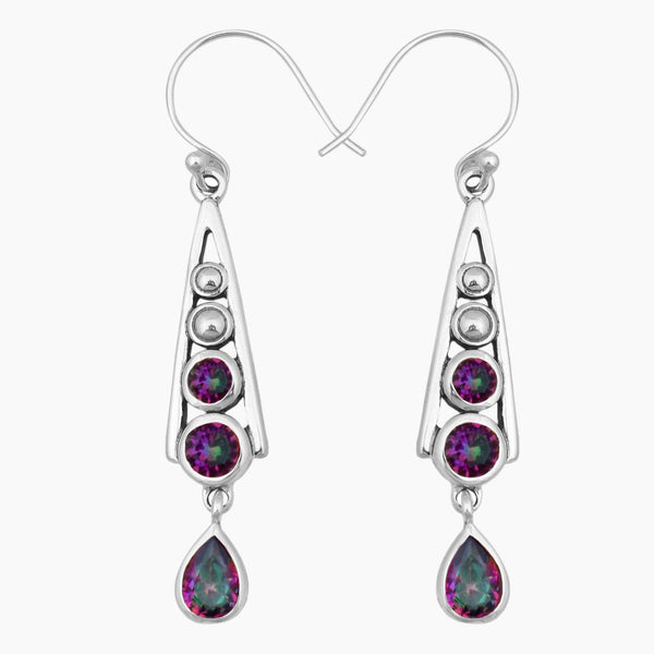 Natural Garnet Silver Earrings