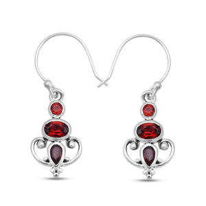 925 Sterling Silver Garnet Earring