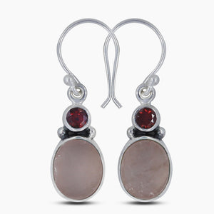 Rose Quartz Silver Earrings