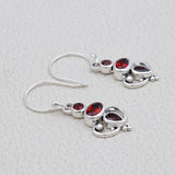 925 Starling Silver Garnet Earring