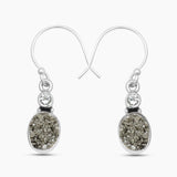925 Sterling Silver Pyrite Druzy Earrings
