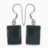 Natural Bloodstone Silver Earrings