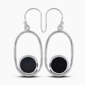 Black Tourmaline Silver Earrings