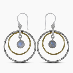 Rainbow Moonstone Silver Earrings
