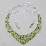 Natural Peridot Silver Necklace