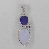 Natural Moonstone with Raw Tanzanite Silver Pendant