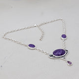 Charoite & Amethyst Silver Necklace