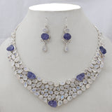 Rainbow Moonstone & Tanzanite Silver Necklace