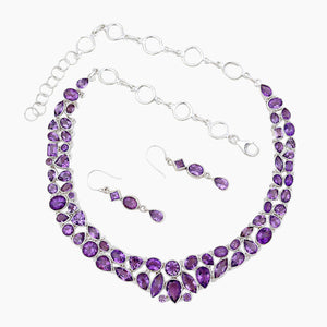 Natural Amethyst Silver Necklace