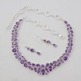 Natural Amethyst Silver Necklace