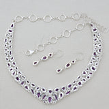 Natural Amethyst Silver Necklace