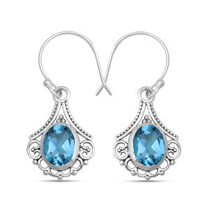 925 Sterling Silver Blue Topaz Earrings