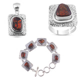 925 Sterling Silver Ammolite Pendant Jewelry Set