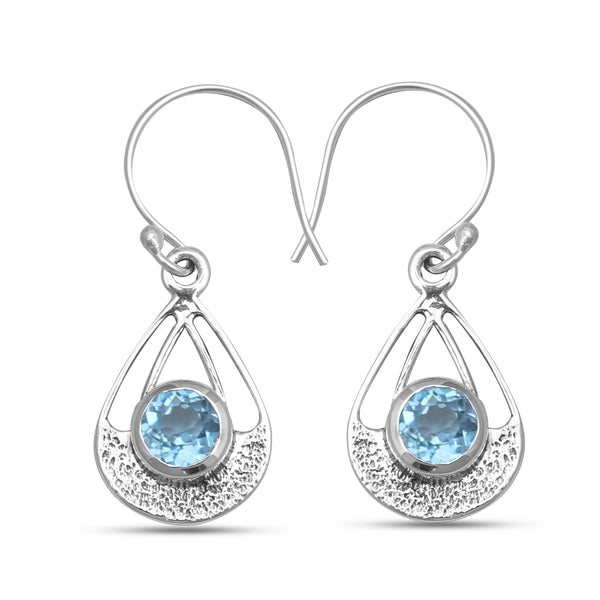 925 Sterling Silver Blue Topaz Earrings