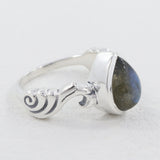 Natural Larimar Designer Silver Rings