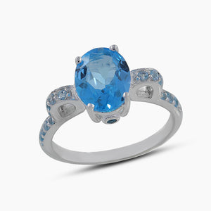 925 Sterling Silver Blue Topaz Rings