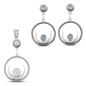 Rainbow Moonstone Jewelry Set 925 Sterling Silver