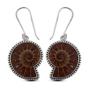 Unique Ammonite Fossil Jewelry Set 925 Sterling Silver