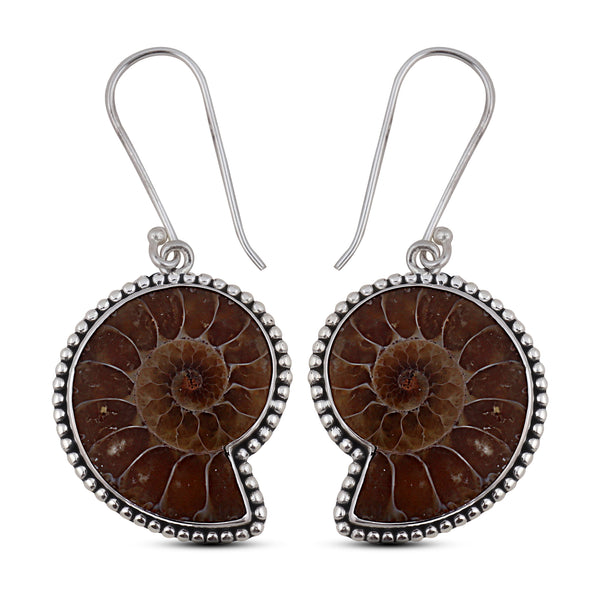 Unique Ammonite Fossil Jewelry Set 925 Sterling Silver