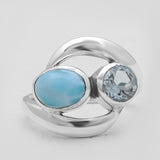 Dual Larimar Sterling Silver Rings
