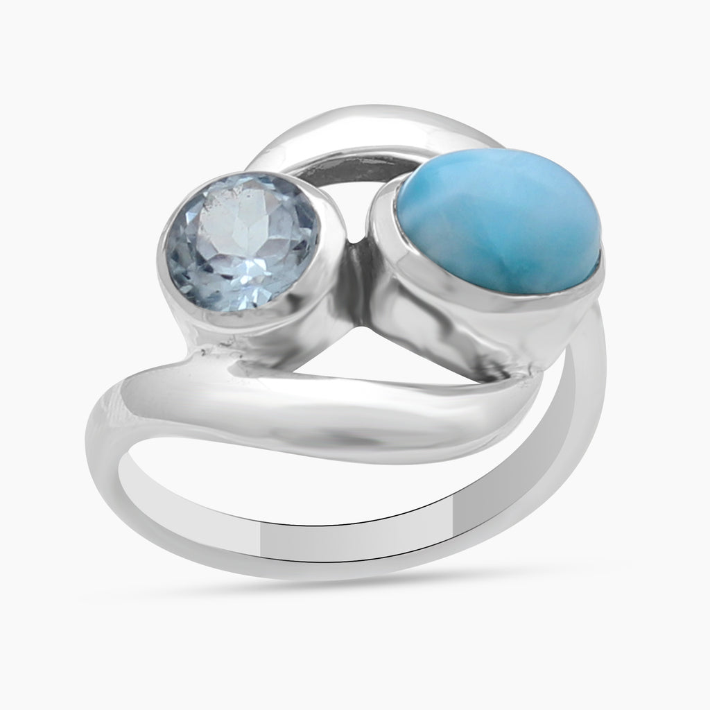 Dual Larimar Sterling Silver Rings
