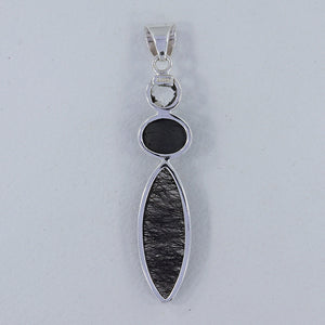 Black Tourmaline Quartz Silver Pendants
