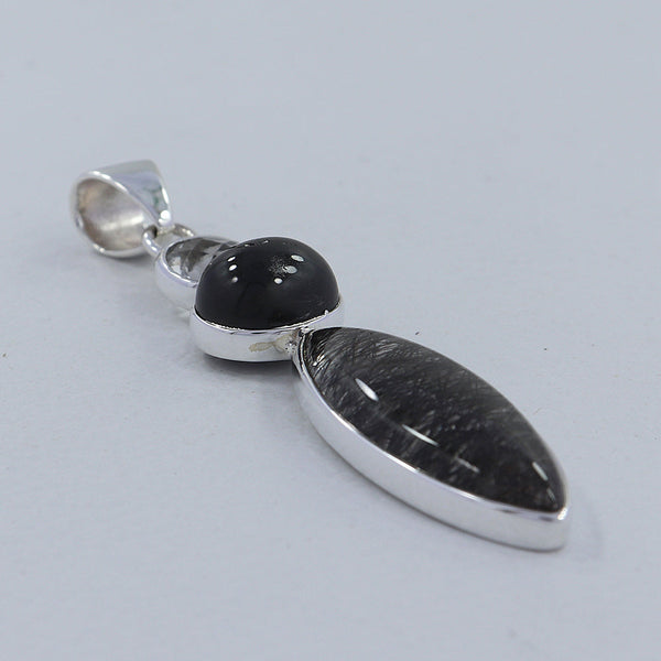 Tourmalinated Quartz Silver Pendants