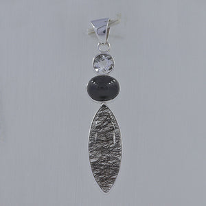 Black Tourmaline Quartz Silver Pendants