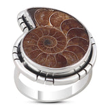 Unique Ammonite Fossil Jewelry Set 925 Sterling Silver