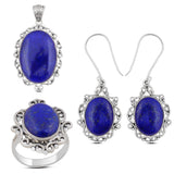 Natural Lapis lazuli Jewelry Set 925 Sterling Silver