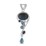 Labradorite, Blue Topaz 925 Sterling Silver Pendant