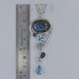 Labradorite, Blue Topaz 925 Sterling Silver Pendant