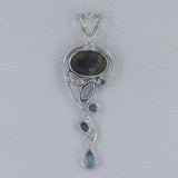 Labradorite, Blue Topaz 925 Sterling Silver Pendant