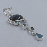 Labradorite, Blue Topaz 925 Sterling Silver Pendant