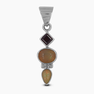 925 Silver Ethiopian Opal & Garnet Pendants