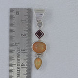 Ethiopian Opal & Garnet 925 Sterling Silver Pendant