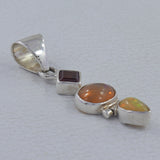 Ethiopian Opal & Garnet 925 Sterling Silver Pendant