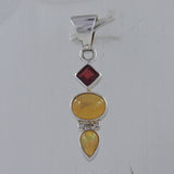 Ethiopian Opal & Garnet 925 Sterling Silver Pendant