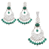 Beautiful Malachite Jewelry Set Pendant & Earring 925 Sterling Silver