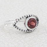 925 Sterling Silver with Natural Garnet Evil Eye Ring