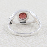 925 Sterling Silver with Natural Garnet Evil Eye Ring