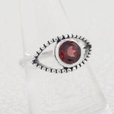 925 Sterling Silver with Natural Garnet Evil Eye Ring