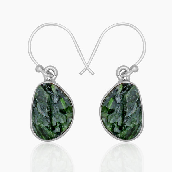Chrome Diopside Silver Earrings