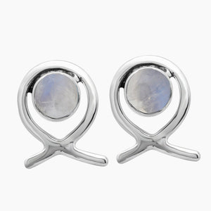 Rainbow Moonstone Silver Earrings