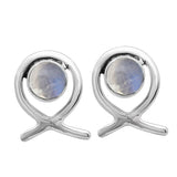 Rainbow Moonstone Silver Earrings